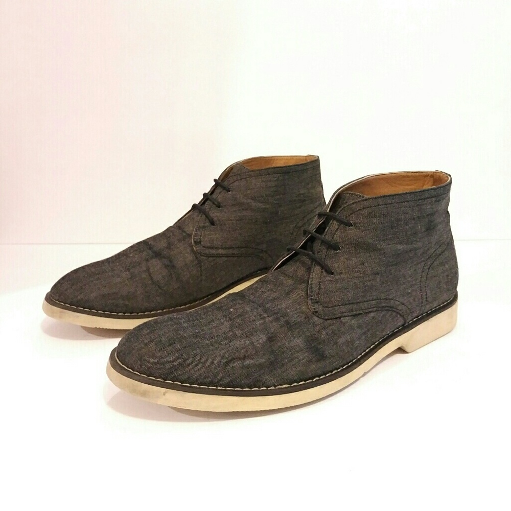BAR 111 mens chukka boots size 11 grey fabric white soles lace up casual